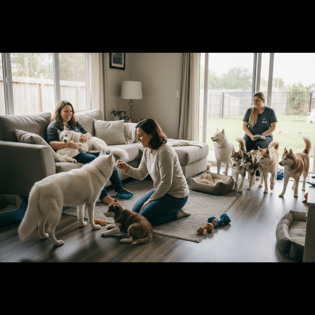 Husky in a loving foster home environment